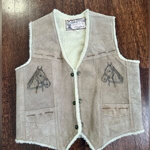 Vintage Western Sherpa-lined Suede Vest